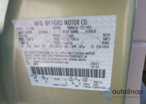 2009 Ford Escape Hybrid Limited from USA, damaged, VIN 1FMCU59379KA99148